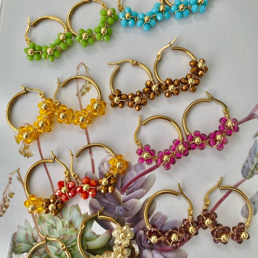 Elegant Gold and Multicolor Hoop Earrings Set
